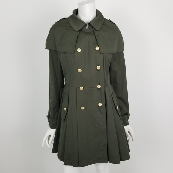 bebe Jackets & Blazers - Bebe Olive Green Double Breasted Capelet Jacket